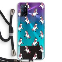 Eenhoorns overal: Oppo A52 Transparant Hoesje met koord