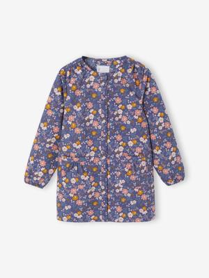 Gepersonaliseerde schort Flowers voor meisjes marineblauw
