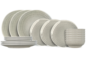 Cookinglife Serviesset Nola Taupe - 18-delig / 6 personen - 6 dinerborden, 6 ontbijtborden en 6 kommen