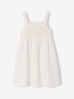 Gehaakte jurk voor meisjes met bretels ecru