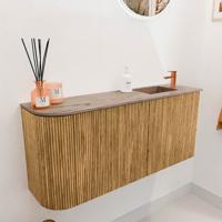 Toiletmeubel Mondiaz Joya Dlux | 91.6 cm | Meubelkleur Oak | Faye wastafel Arena Wasbak Rechts | 1 kraangat