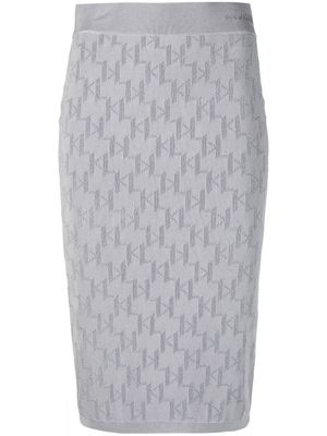 Karl Lagerfeld jupe à motif monogrammé en jacquard - Gris