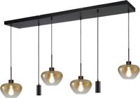 Masterlight 6-lichts hanglampGenua zwart met 4x goud glas en 2x pendel - 2971-0505130256MB224
