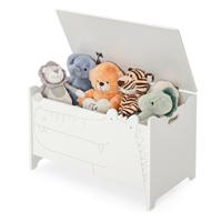 Speelgoedkist met Veiligheidsscharnieren Houten Kist voor Kinderen met Handgrepen Geschikt voor Kinderkamer Slaapkamer Wit