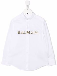 Balmain Kids chemise à logo lettre - Blanc