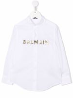 Balmain Kids chemise à logo lettre - Blanc