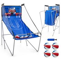 Opvouwbare Basketbalhoepel met 4 Ballen/Opblaaspomp/Basketbalspel voor 1 tot 4 Spelers met Scoresysteem-Donkerblauw