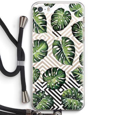 Geometrische jungle: iPhone 5 / 5S / SE Transparant Hoesje met koord