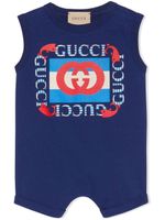 Gucci Kids combishort sans manches à logo imprimé - Bleu