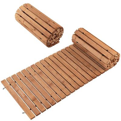 Houten Tuinloopbrug 245 x 55 x 2 cm Uitrolbare Weerbestendige Rechte Loopbrug voor Buiten