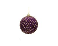 Kerstbal foam ruiten met stip 8 cm paars