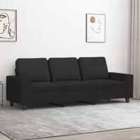 Driezitsbank 180 cm stof zwart - thumbnail