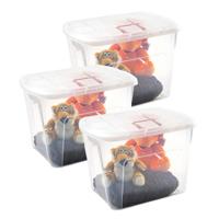 Plasticforte opberg kist met deksel - 3x - Box - 75 liter - 60 x 42 x 43cm - kunststof - transparant