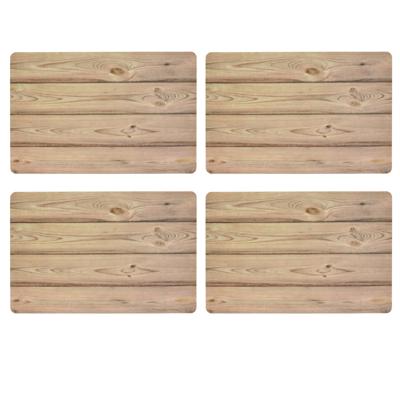 Bellatio Design Tafel Placemats - 4x - houten planken print - bruin - 43 x 28 cm Bellatio Design Tafel Placemats - 4x - houten planken print - bruin - 43 x 28 cm