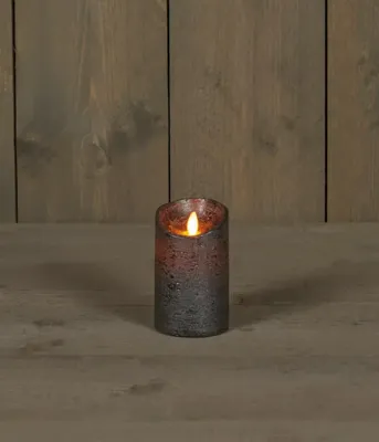 Anna&apos;s Collection LED kaars flame effect rustiek 7.5x12.5cm antraciet 1 stuks