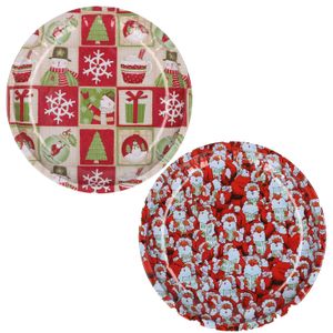 Kerst borden - 2x st - 26 cm - metaal - kerst thema - kerstservies kerst bordjes