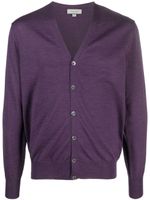 Canali cardigan en laine mérinos à col v - Violet