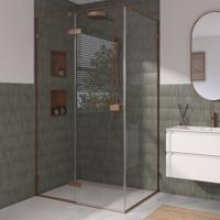 Saqu Parro Zijwand 90x210 cm Geborsteld Koper Helder Glas