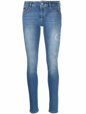 Philipp Plein jean skinny à patch Hexagon - Bleu