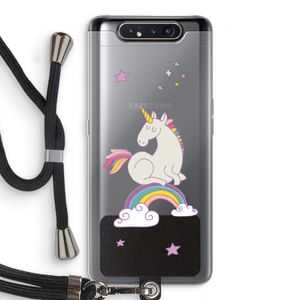 Regenboog eenhoorn: Samsung Galaxy A80 Transparant Hoesje met koord