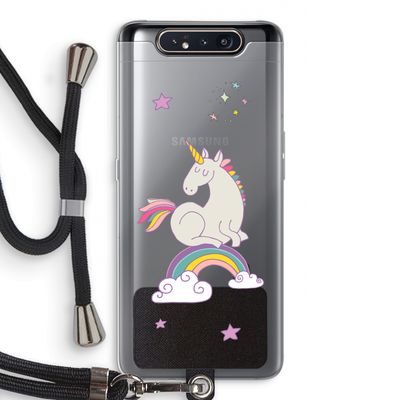 Regenboog eenhoorn: Samsung Galaxy A80 Transparant Hoesje met koord