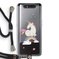 Regenboog eenhoorn: Samsung Galaxy A80 Transparant Hoesje met koord