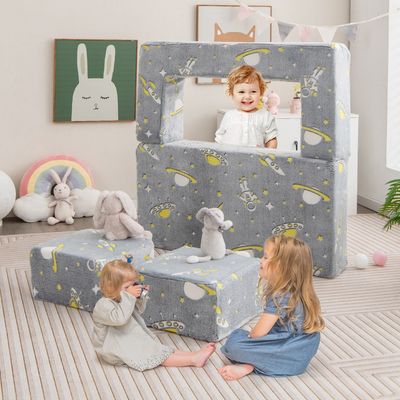 Kinderbank met Voetenbankjes Glanzend Zwarte Opklapbare Bank Afneembare en Machinewasbare Hoes 107 x 52 x 41,5 cm