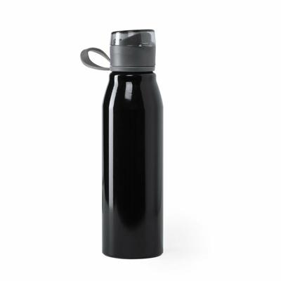 Waterfles / drinkfles / bidon / sportfles - Aluminium - metallic zwart - schroefdop - 700 ml