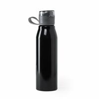 Waterfles / drinkfles / bidon / sportfles - Aluminium - metallic zwart - schroefdop - 700 ml