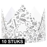 Knutsel kroontjes/kronen maken - 10x stuks - om in te kleuren - voor kinderen - Karton - Verjaardag