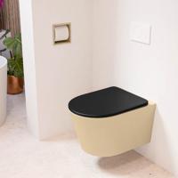 Wandcloset Mondiaz Lavie | Zonder spoelrand | Incl.Toiletzitting-Urban | Keramiek | Sand