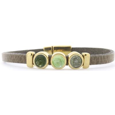 Qoss Taupe Armband Merel Dennengroen | Goud - Maat M
