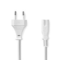 Nedis Stroomkabel | Euro Male | IEC-320-C7 | Recht | Recht | Vernikkeld | 3.00 m | Plat | PVC | Wit | Label - CEGL11040WT30