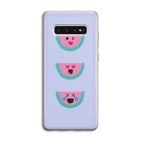 Smiley watermeloen: Samsung Galaxy S10 4G Transparant Hoesje - thumbnail