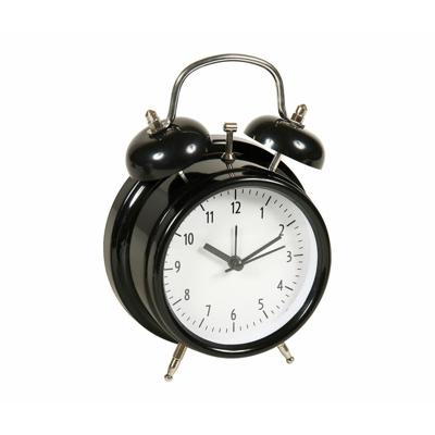 Tafelklok en wekker Model Bells - Old School look - zwart - Dia 12 cm - metaal