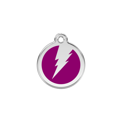 Flash Purple roestvrijstalen hondenpenning small/klein dia. 2 cm - Reddingo