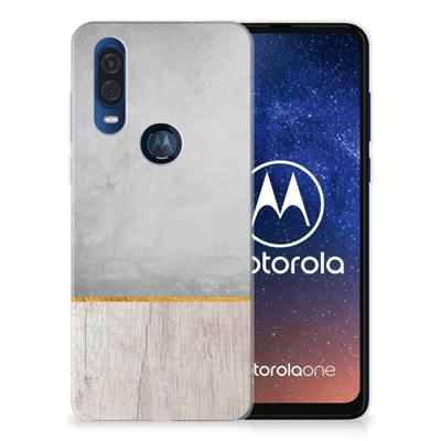 Motorola One Vision | Bumper Hoesje | Wood Concrete