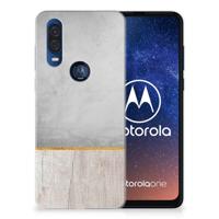 Motorola One Vision | Bumper Hoesje | Wood Concrete