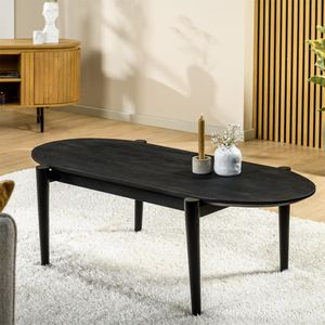 Haluta - Ovale Mango Salontafel Raf - 120 x 60 x 40 cm - Zwart