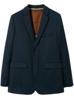 Burberry blazer en coton à revers crantés - Bleu