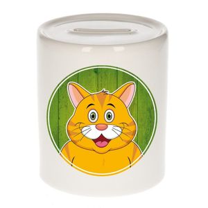 Oranje poezen kado spaarpot voor kinderen 9 cm