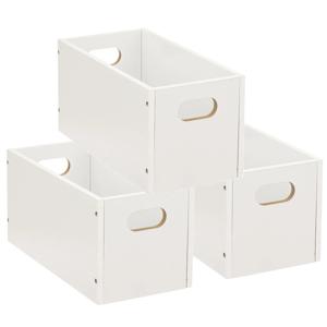 5five Opbergmand/kastmand van hout - Set van 3x stuks - wit - 7 Liter - 31 x 15 x 15 cm - Opbergboxe