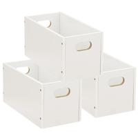 5five Opbergmand/kastmand van hout - Set van 3x stuks - wit - 7 Liter - 31 x 15 x 15 cm - Opbergboxe