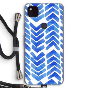 Blauwe pijlen: Pixel 4a 5G Transparant Hoesje met koord