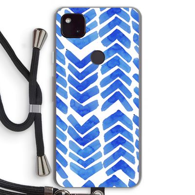 Blauwe pijlen: Pixel 4a 5G Transparant Hoesje met koord