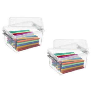 2x stuks sunware q-line opberg box/opbergdoos - 2 liter - 20 x 15 x 10 cm - kunststof - transparant