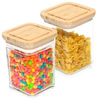 Bambou & Co keuken voorraadpot - 2x - 0.8L - kunststof/bamboe - met luchtdichte deksel