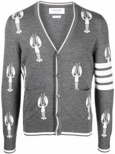 Thom Browne cardigan en maille intarsia - Gris