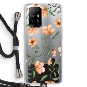 Peachy flowers: Oppo A94 5G Transparant Hoesje met koord