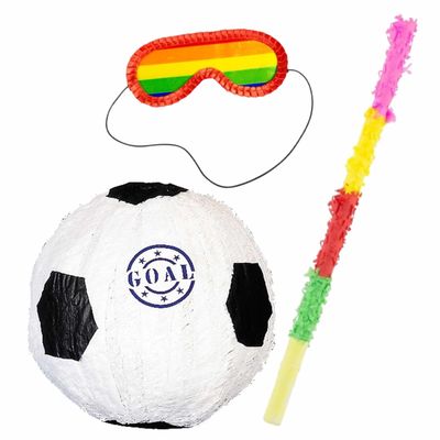 Pinata van een Voetbal set met masker en stok Pinata van een Voetbal set met masker en stok